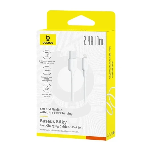 Кабель Baseus Silky Series Cable USB to Lightning 2.4A 1m P10377702213-00 White - зображення 5