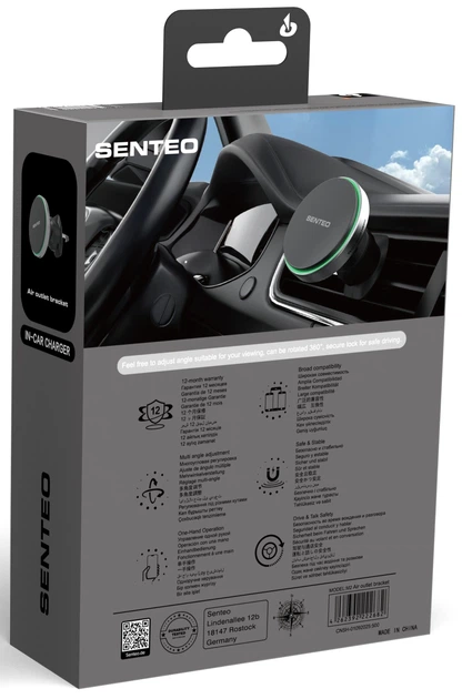 Автотримач Senteo M2 Mag Pro Qi2 Wireless charging 15W Airvent Silver - Фото 3 Автотримач Senteo M2 Mag Pro Qi2 Wireless charging 15W Airvent Silver - зображення 3