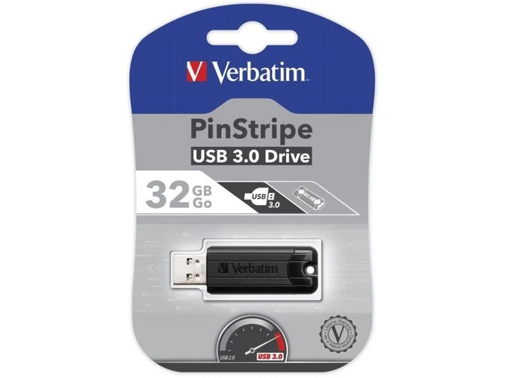 USB флеш накопичувач Verbatim 32 GB Flash Drive USB3.0 STORENGO PINSTRIPE BLACK (49317) - изображение 5