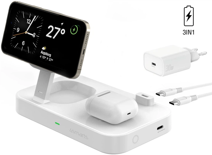 Stacja ładowania 4smarts Qi2 Charging Station Trident Biała (4252011907878) - Zdjęcie 2 Stacja ładowania 4smarts Qi2 Charging Station Trident Biała (4252011907878) - obraz 2