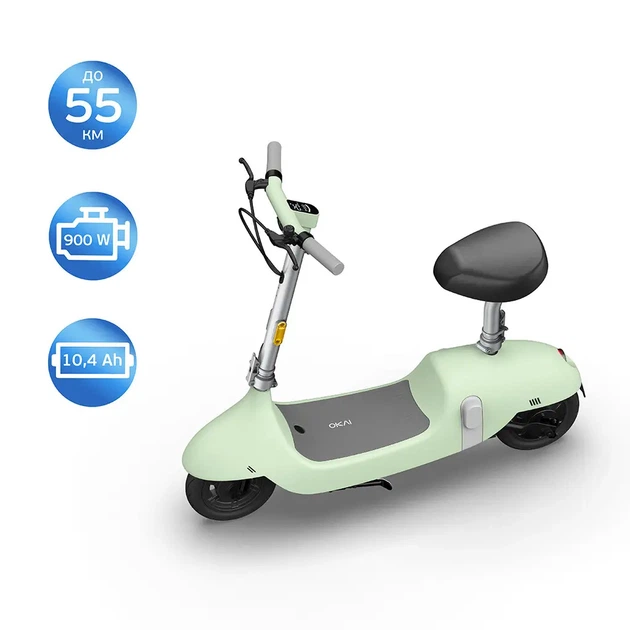 Електросамокат із сидінням OKAI Ceetle PRO EA10C Mint Green 10', 350(900)W, 25Km/h, 10.4Ah, 55Km, 20%, NFC, App, 29kg - зображення 5