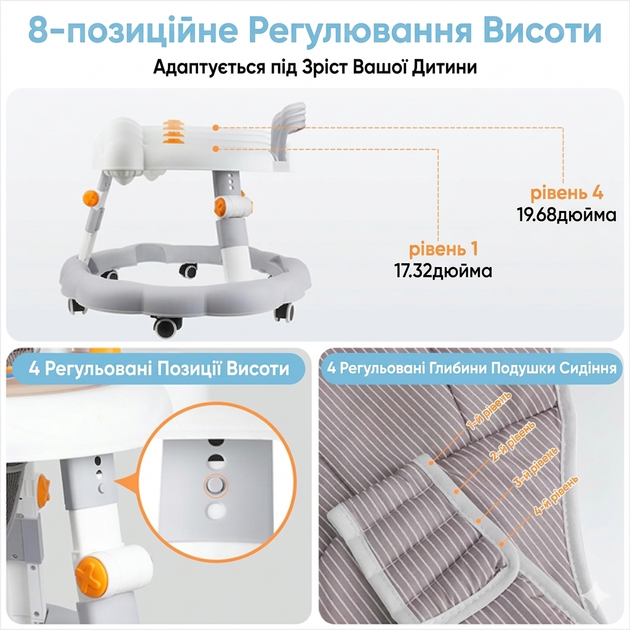 Детские ходунки для малышей игровой центр с уровнем регулировки высоты - Фото 2 Детские ходунки для малышей игровой центр с уровнем регулировки высоты - изображение 2