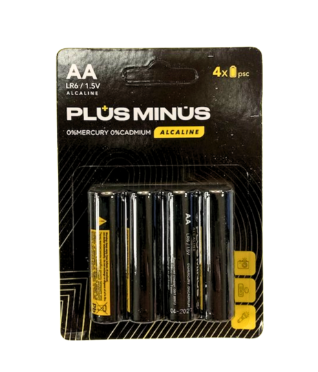 Алкалайн Plus Minus AA — пальчикові батарейки, 1.5 В, упаковка 48 шт. - Фото 2 Алкалайн Plus Minus AA — пальчикові батарейки, 1.5 В, упаковка 48 шт. - зображення 2