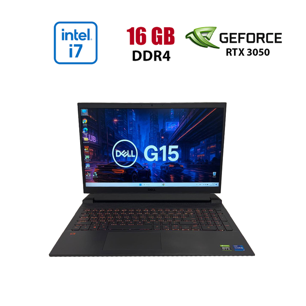 Ігровий ноутбук Б-клас Dell G15 5511 / 15.6" (1920x1080) IPS / Intel Core i7-11800H (8 (16) ядер по 2.3 - 4.6 GHz) / 16 GB DDR4 / 512 GB SSD / nVidia GeForce RTX 3050, 4 GB GDDR6, 128-bit / WebCam б/в - Фото 1 Ігровий ноутбук Б-клас Dell G15 5511 / 15.6" (1920x1080) IPS / Intel Core i7-11800H (8 (16) ядер по 2.3 - 4.6 GHz) / 16 GB DDR4 / 512 GB SSD / nVidia GeForce RTX 3050, 4 GB GDDR6, 128-bit / WebCam б/в - зображення 1