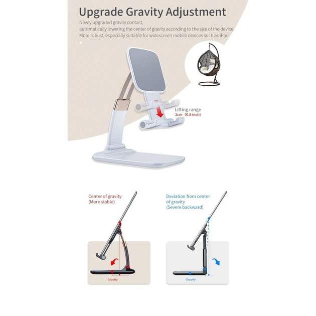 Подставка для планшета и телефона Knight Foldable Desk Mobile Phone Holder Stand (Plastic) Black Essager (EZJZM-QSSJ01) - Фото 10 Подставка для планшета и телефона Knight Foldable Desk Mobile Phone Holder Stand (Plastic) Black Essager (EZJZM-QSSJ01) - изображение 10