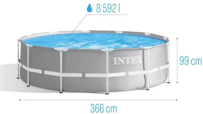 Каркасный бассейн Intex 26716 (366 x 99 см) фильтр насос и лестница - изображение 2