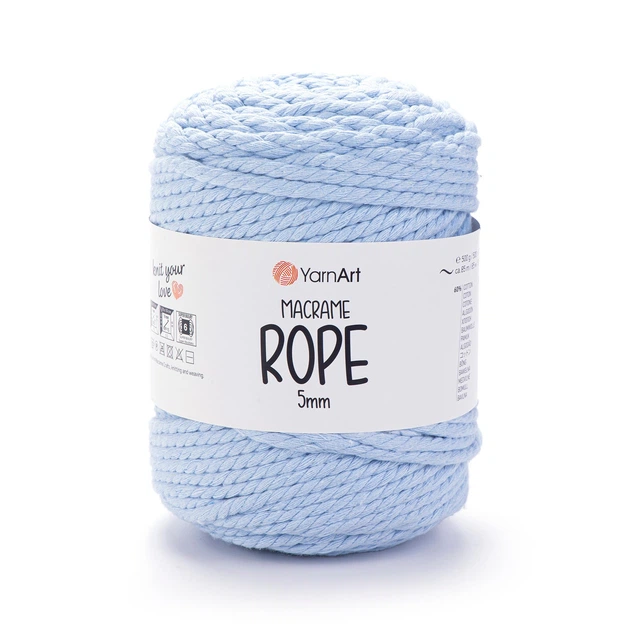 Шнур кручений для макраме YarnArt macrame rope 5мм блакитний 500г (№760) - изображение 2