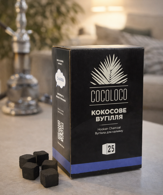Вугілля кокосове Хмара Коколоко Cocoloco для кальяну з натуральної шкаралупи 72 кубики 1 кг щільна структура - зображення 3