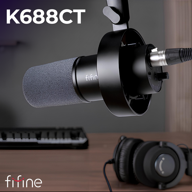 FIFINE ダイナミックマイク USB/XLRマイク黒 K688CT FIFINE AmpliTank K688 ダイナミックポッドキャストマイク USB/XLR接続