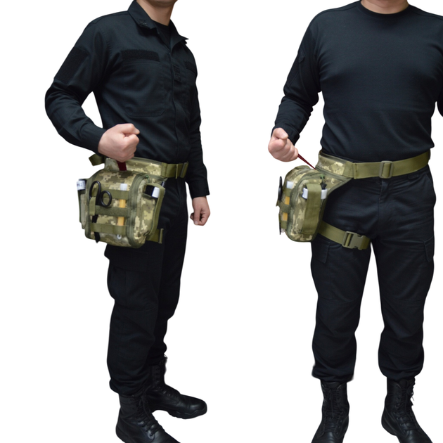 Тактичний стегновий підсумок-аптечка з системою швидкого відкриття Cordura 1000d DERBY Thigh IFAK піксель - зображення 4