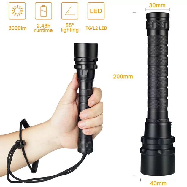 Подводный фонарь Police 8799 Cree XM-L U2 для Дайвинга и Подводной Охоты Питание от Li-ion аккумуляторов 18650x2 (5024463) - Фото 5 Подводный фонарь Police 8799 Cree XM-L U2 для Дайвинга и Подводной Охоты Питание от Li-ion аккумуляторов 18650x2 (5024463) - изображение 5