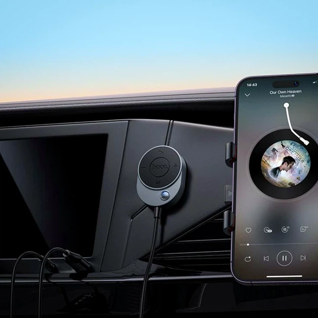 FM-трансмиттер Hoco E150 Path AUX Bluetooth 5.4 3.5 мм кабель 150 см серебро - изображение 4