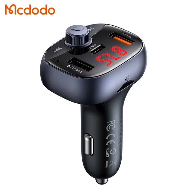 Автомобильный Bluetooth FM-трансмиттер McDodo CC-5950 72W USB-A + USB-C с дисплеем и быстрой зарядкой Black - Фото 3 Автомобильный Bluetooth FM-трансмиттер McDodo CC-5950 72W USB-A + USB-C с дисплеем и быстрой зарядкой Black - изображение 3