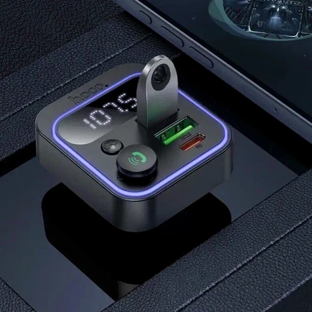 FM-трансмиттер Hoco E85 Tiger 20 Вт 3 порта USB Type-C и Type-A черный для автомобиля с функцией Bluetooth и зарядки - изображение 8
