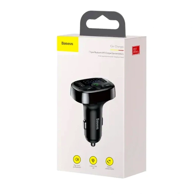 FM-трансмиттер Baseus T Shaped S-09A Bluetooth MP3 плеер 2 USB порта 5В 3.4А черный - изображение 2