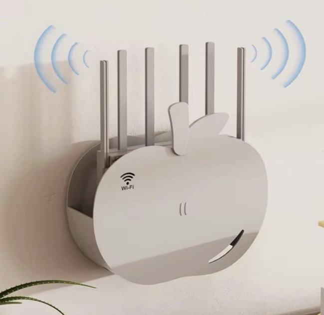 Настенный держатель для роутера полка органайзер для Wi-Fi роутера подставка кронштейн Серый - изображение 2