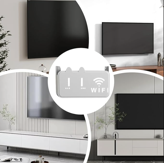 Органайзер-полка для роутера настенная подставка кронштейн для Wi-Fi М Белый - изображение 5