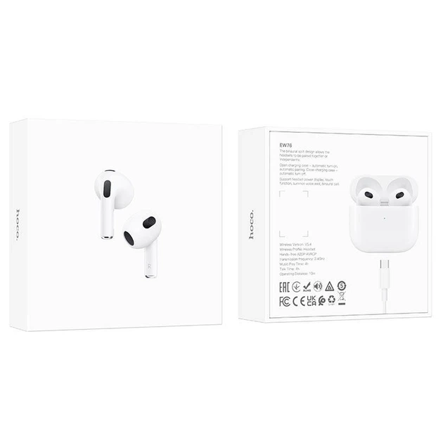 Беспроводные наушники Bluetooth HOCO EW76, 4h Белый - изображение 10