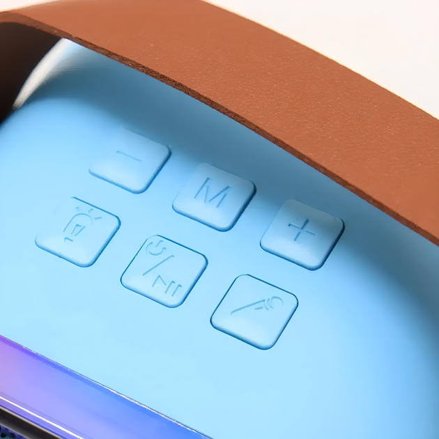 Караоке колонка K12 детская с 2 беспроводными микрофонами RGB подсветка Bluetooth подарок девочке голубая - изображение 4