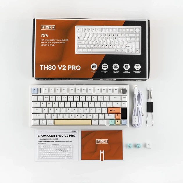 Epomaker TH80 V2 RPO, White Безшумна механічна бездротова клавіатура - зображення 4