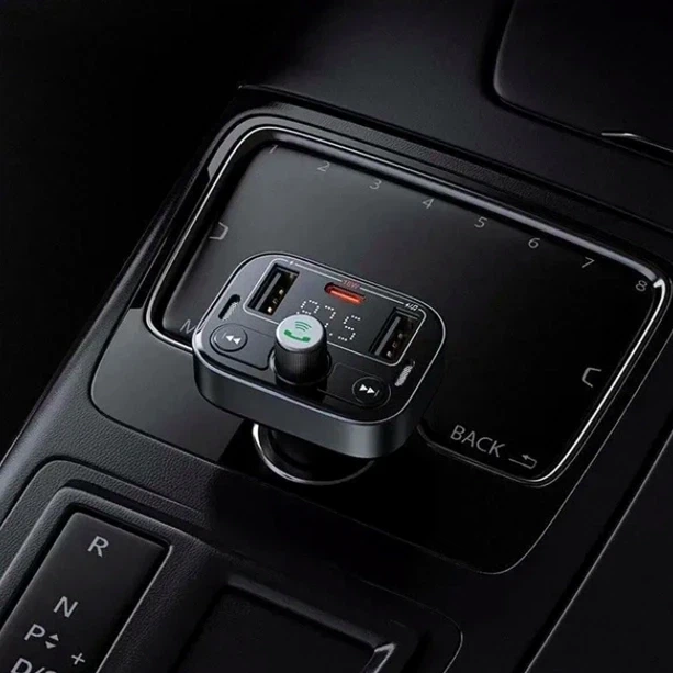 FM-трансмиттер Baseus S-09 Lite 2 порта 35 Вт черный для автомобиля с поддержкой быстрой зарядки USB Type-A и Type-C - изображение 5