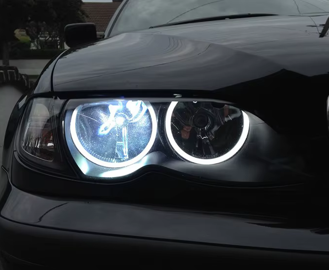 Ангельські очі BMW E46 білі для фар без лінз (2002-2005) - Фото 9 Ангельські очі BMW E46 білі для фар без лінз (2002-2005) - зображення 9