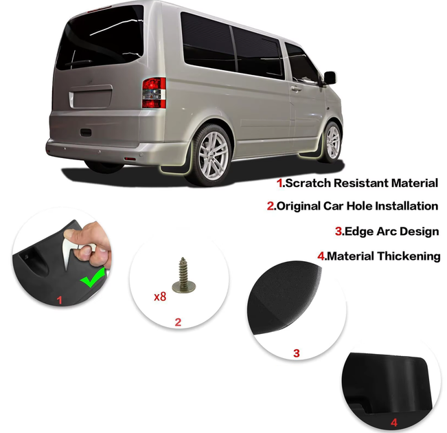 Брызговики на Volkswagen T5 / T6 Caravelle Multivan (2003-2023) - Фото 5 Брызговики на Volkswagen T5 / T6 Caravelle Multivan (2003-2023) - изображение 5