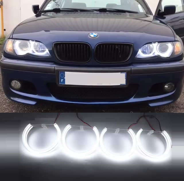 Ангельські очі BMW E36 E46 E39 E38 CFL білі (лінзована оптика) - зображення 3
