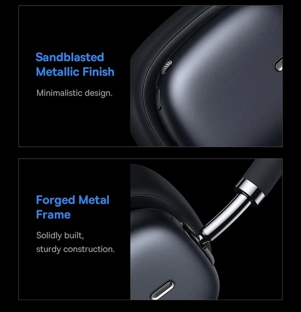 Бездротові навушники Bluetooth BASEUS Bowie H2 Premium з активним шумоподавленням ANC, 33 годин роботи Grey - зображення 9