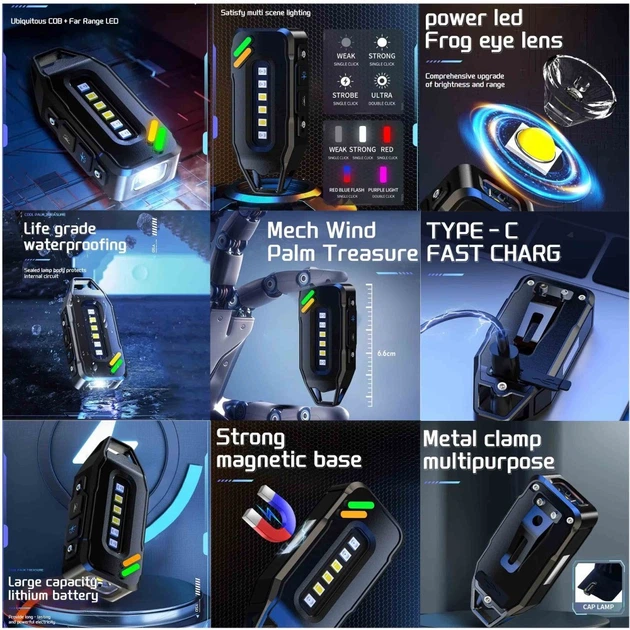 Фонарь брелок YEMAO YM-M02X XTE, 5SMD RGB, Li-Ion аккумулятор, ЗУ