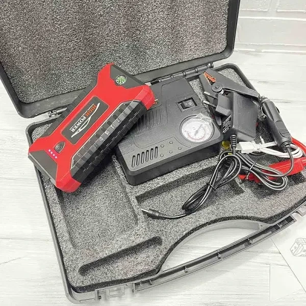 Пускозарядний пристрій з компресором No Brand JUMPSTARTER 29B 99800 мАг 300/600А Червоний (2099342055) - изображение 6
