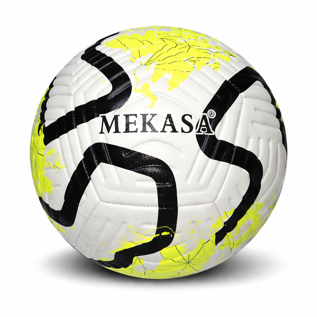 Футбольний м'яч MEKASA №5 PU Біло-Чорно-Лаймовий 22551 - Фото 1 Футбольний м'яч MEKASA №5 PU Біло-Чорно-Лаймовий 22551 - зображення 1
