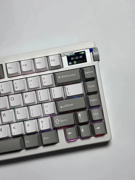 Механічна бездротова (Bluetooth + 2,4G) клавіатура з HOT SWAP Aula NOVA75, 1.14" Screen, 10000mAh, RGB , УКР/АНГЛ Сіро біла/GREY WHITE (NOVA75GW) - Фото 6 Механічна бездротова (Bluetooth + 2,4G) клавіатура з HOT SWAP Aula NOVA75, 1.14" Screen, 10000mAh, RGB , УКР/АНГЛ Сіро біла/GREY WHITE (NOVA75GW) - зображення 6
