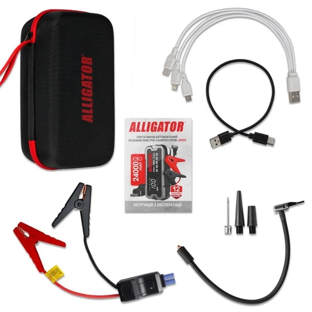 Пусковий пристрій для авто Alligator 12В 2000-4000A з Power Bank 24000mAh та компресором 10Атм (JS850) - зображення 4
