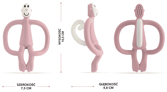 Gryzak kojący Matchstick Monkey ze szczoteczką Małpka Pastelowo - Różowy (MM-T-010) (705604684617) - obraz 3