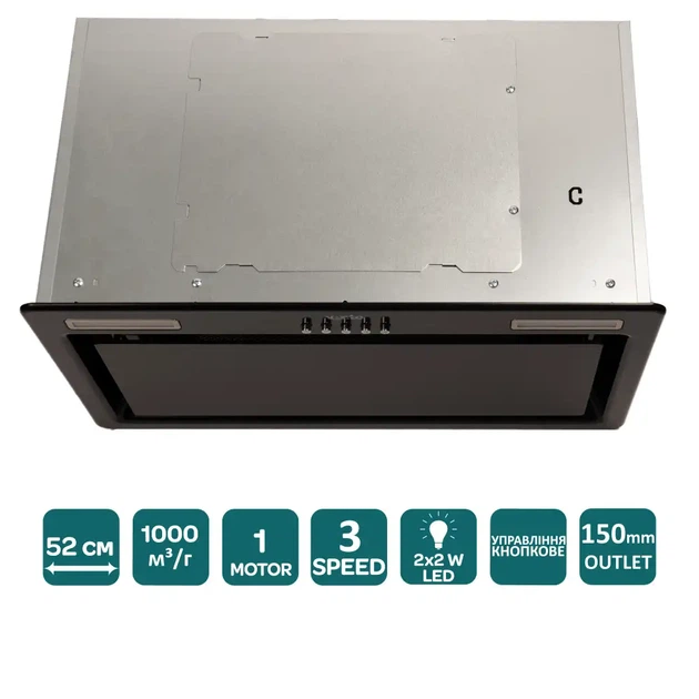 Вытяжка Ventolux PUNTO 52 BKG (1000) PB - изображение 3