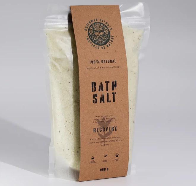 Магниевая соль для ванны Ментоловая ароматерапия Epsom Menthol Aromatherapy Bath Salt 800г Greenman Rituals 5056422902311 - изображение 5