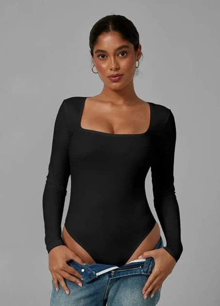 Женский боди с длинным рукавом и слипами 12026 Elegance and Comfort (2018-48-01) Черный 48 No Brand (XL) - изображение 4