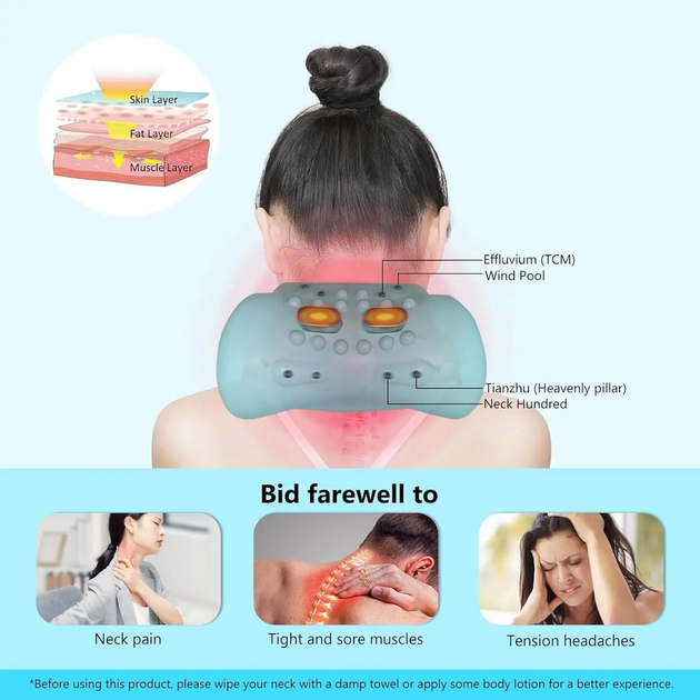 Массажер для шеи Neck Massager Pillow электрический с подогревом и вибрацией Тиффани - изображение 2