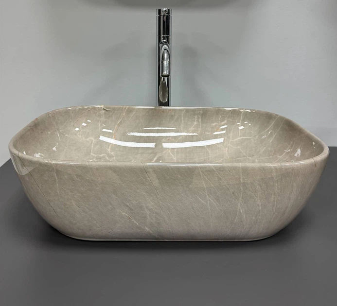 Умивальник (раковина) VBI RAVENNA BEIGE STONE GLOSSY накладний - изображение 2
