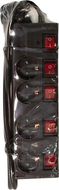 Listwa zasilająca LogiLink 4 gniazda LPS251 Black (4052792060584) - obraz 3