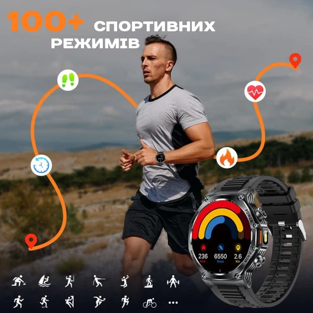 Розумний смарт годинник Smart Surf X Pro Black Steel, 2 ремінці - изображение 7