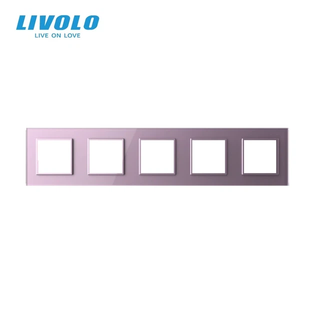 Рамка 5-постова LIVOLO, загартоване скло, рожева, 365×80 мм (C7-SR/SR/SR/SR/SR-17) - зображення 2