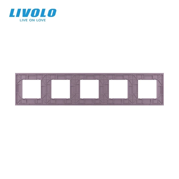 Рамка 5-постова LIVOLO, загартоване скло, рожева, 365×80 мм (C7-SR/SR/SR/SR/SR-17) - зображення 4