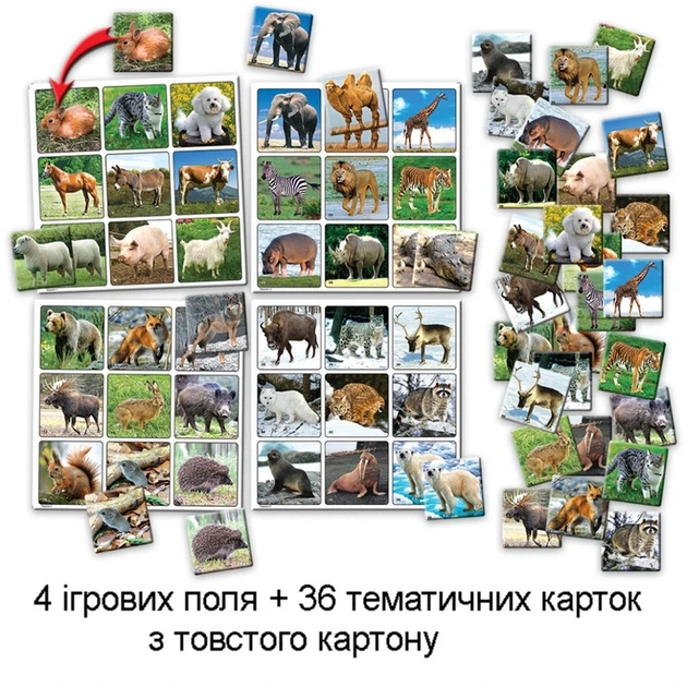 Настільна гра супер ЛОТО "Тварини" 81923 з 36 карток тварин - зображення 3