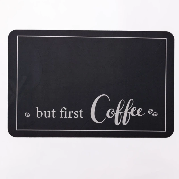 Килимок для кухні But first Coffee 38*58 см діатомітовий HP-42-43 - Фото 1 Килимок для кухні But first Coffee 38*58 см діатомітовий HP-42-43 - зображення 1