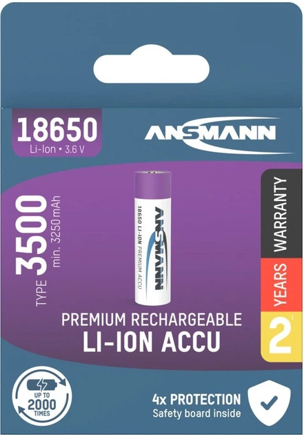 Акумулятор Ansmann Li-Ion 18650 3500 mAh 3.6V (1307-0001) - зображення 2