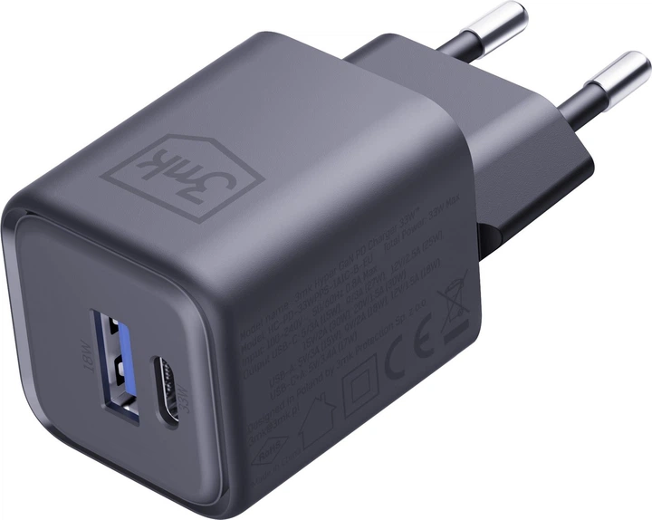 Ładowarka sieciowa 3MK Hyper Charger PD 33W GaN QC4+ Black (5903108684316) - Zdjęcie 3 Ładowarka sieciowa 3MK Hyper Charger PD 33W GaN QC4+ Black (5903108684316) - obraz 3