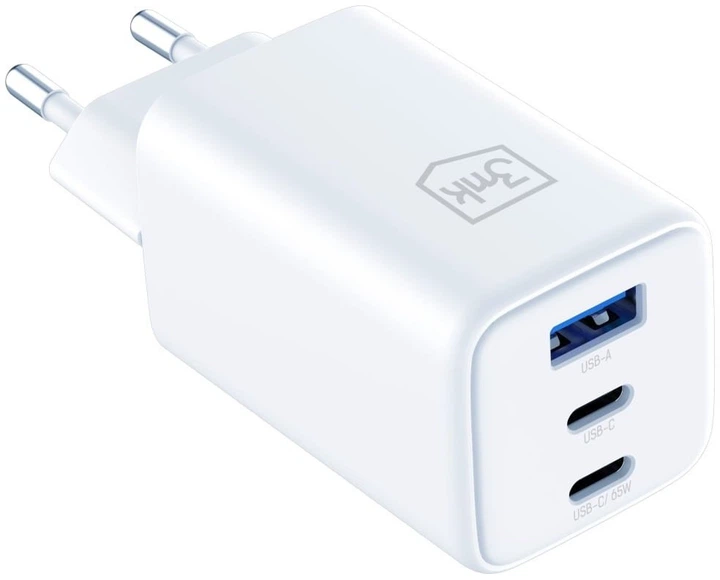 Ładowarka sieciowa 3MK Hyper Charger 65W GaN QC4+ White (5903108640107) - Zdjęcie 4 Ładowarka sieciowa 3MK Hyper Charger 65W GaN QC4+ White (5903108640107) - obraz 4