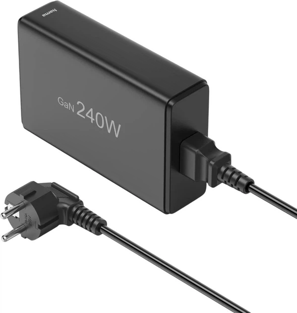 Універсальний зарядний пристрій Hama GaN 240W PD/QC 4x USB-C 1x USB-A Black (4047443532916) - зображення 3